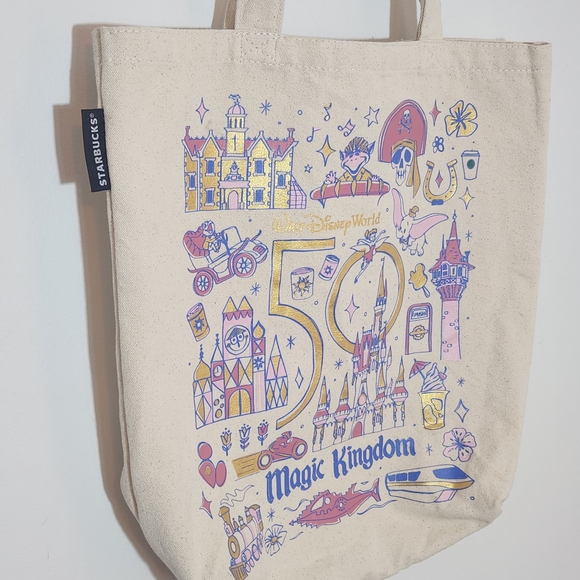 Walt Disney 50 Anniversary Magic Kingdom Starbucks Been There Series Canvas Bag - Picture 3 of 10